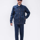 Spring and autumn denim suit / XL/175