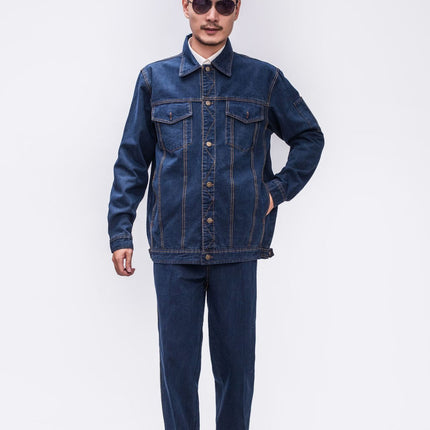 Summer Work Clothes suit Men's Thin Breathable Denim Long-sleeved Breathable Anti-scald Welder Wear-resistant Construction Site Labor Protection Tooling