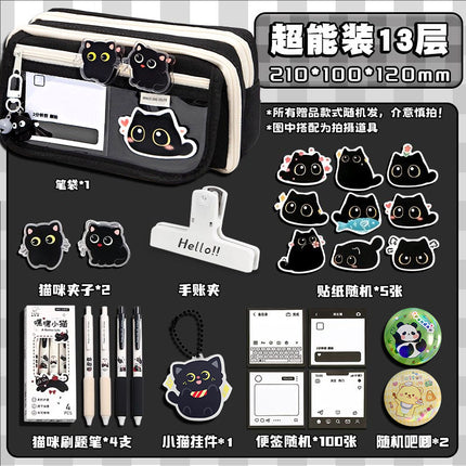 Cat Pencil Bag Large Capacity Transparent Storage Bag Girls 2025 New Super Popular Stationery Box Student High-End Pencil Bag