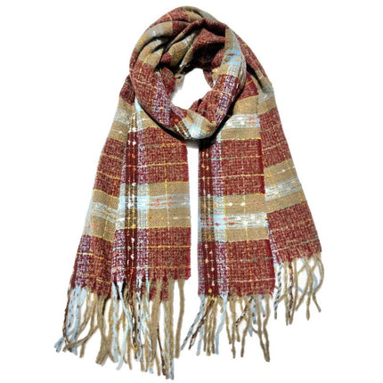 Starry Sky Scarf for Women, New Color-Blocking Autumn and Winter Warm Neck Warmer, Retro Japanese Plaid Versatile Korean-Style Shawl