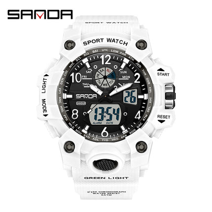 Sanda Hot-Selling Watch Korean Version Student Party Multi-Functional Waterproof Alarm Clock Electronic Watch Cool Dual Display Luminous Sports Watch
