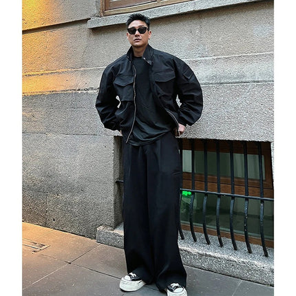 Army Green Light Cavalry Jacket Men's Spring & Fall Handsome American Flight Suit Short Silhouette Stand-Up Collar Baseball Uniform