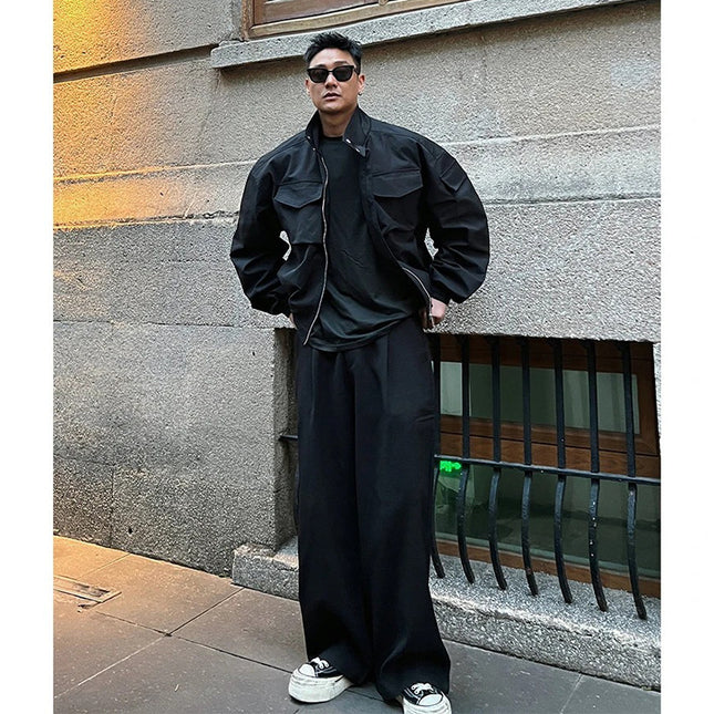 Army Green Light Cavalry Jacket Men's Spring & Fall Handsome American Flight Suit Short Silhouette Stand-Up Collar Baseball Uniform