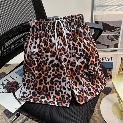 Internet Trendy Shorts Men's Hong Kong Style Trendy Brand Five-point Outer Wear Thin Loose Casual Leopard Print Large Shorts Quick-dry Beach Pants