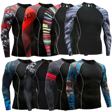Sports tights long-sleeved men's quick-drying breathable workout clothes outdoor basketball cycling running training Sports bottoming clothes