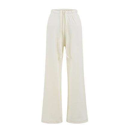 American Style Retro Summer Air-drying Knitted Wide-leg Casual Pants High Waist Drawstring Loose Straight-leg Pants Dipping Trousers