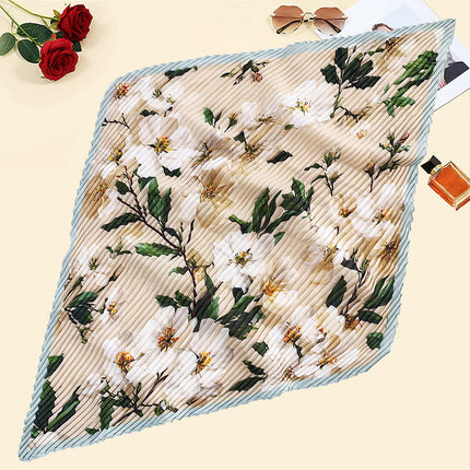 New wrinkled small square scarf female Korean imitation silk printed wrinkled small scarf Joker scarf decorative scarf wholesale