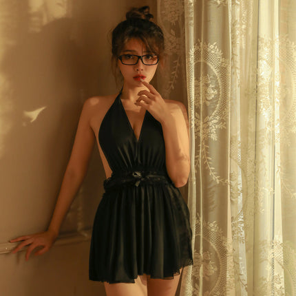 Pajamas Autumn Sexy Sling Nightgown Tempting Pure Desire for Bed Flirting Home Clothes Women's Neck Backless Mesh 2124