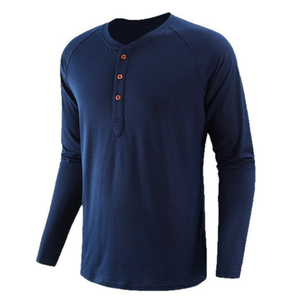 In-Stock, Direct from Manufacturer, Spring/Summer New European and American Popular Style, Plus-Size Men's Henley Shirt, Amazon Men's Long-Sleeve T-Shirt