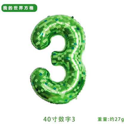 40inch Number Balloon Green Plaid Balloon Cross-Border Party Layout Scene Atmosphere Aluminum Film Balloon Numbers