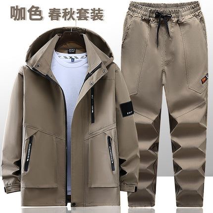 Autumn and Winter fleece-lined Waterproof Charge Clothes suit Soft Shell Mountaineering Warm Mountaineering Clothes Outdoor Labor Protection Dirty Resistant Work Clothes