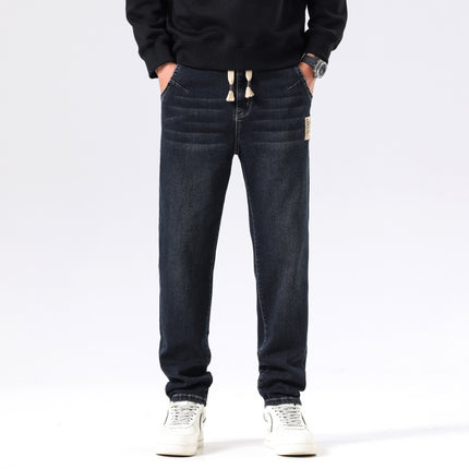 9927 | plus size men's autumn and winter new super soft towel bottom jeans loose stretch Joker small straight trousers