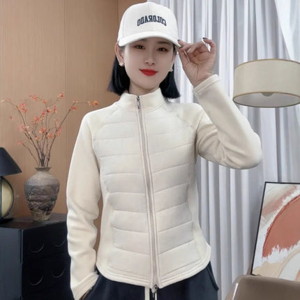 Yulan Spring Graphene Wool Cotton Jacket Women's Short Style 24 Slim Fit Yoga Sports Outdoor Warm Slim Short Style