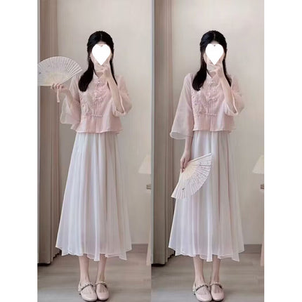 Spring New Chinese Style Women's Clothing National Style Two-piece Suit High-end Beautiful Hanfu Improved Han Element Dress
