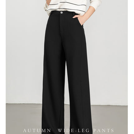Wide-Leg Wool Pants for Women Spring and Summer 2025 New Loose Draped Straight Pants Commuter Autumn Trousers Casual Wide-Leg