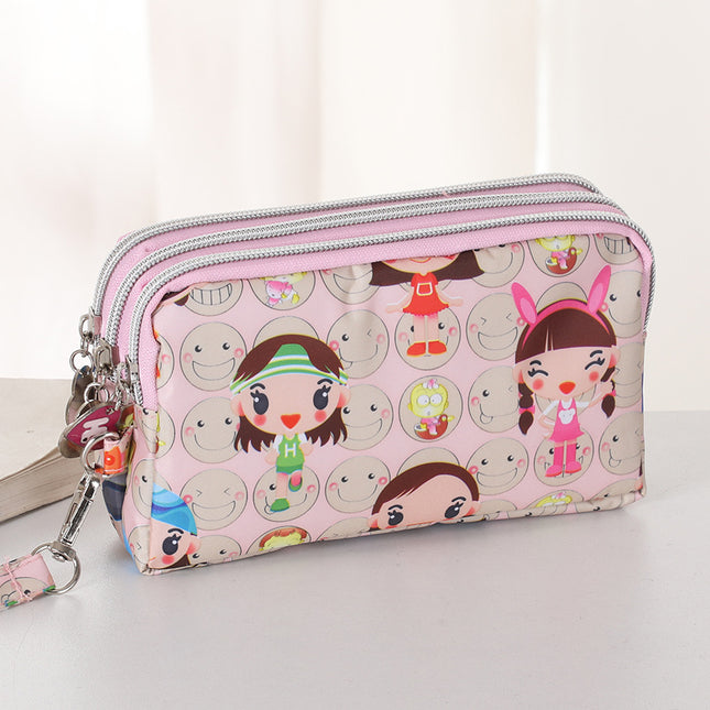 Mobile phone coin purse hand-held mini canvas bag women's bag Oxford cloth cartoon fabric bag wholesale