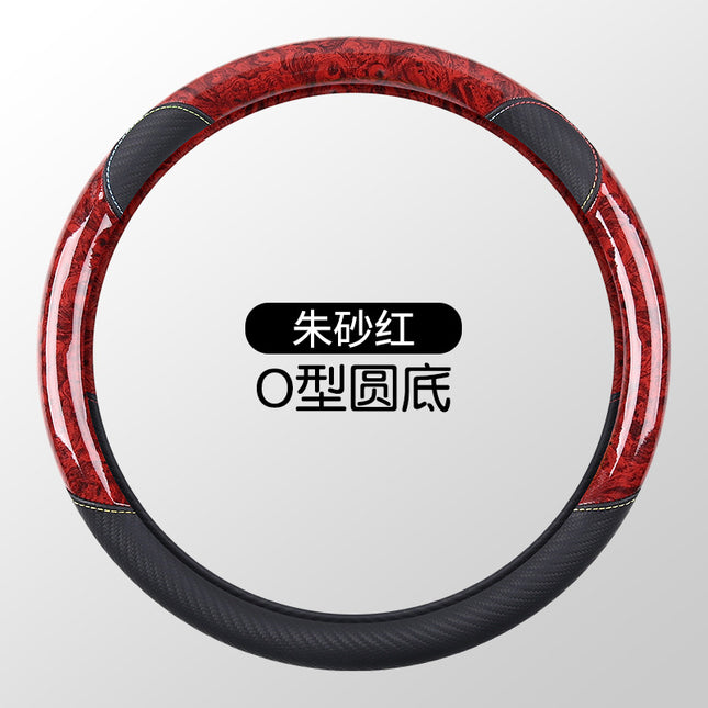 Factory direct car steering wheel cover new peach wood grain carbon fiber non-slip breathable wear-resistant