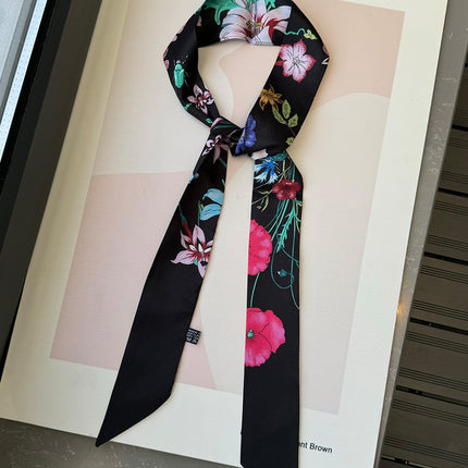 Lined Letter C Puppy Double-Layer Printed All-Match Tie Bag Ribbon Hair Band Ribbon Women's Decorative Small Scarf