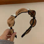 2#Khaki pearl strap headband