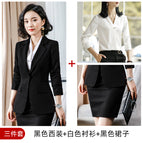 Black suit + skirt + shirt / S