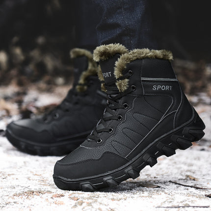 Cross-Border Winter New Cotton Shoes Men's Fur Integrated Snow Boots Outdoor Sports Hiking Boots Fleece-Lined Warm Men's Shoes 47