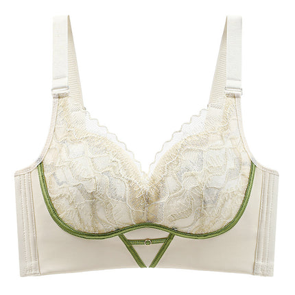 0.3CM Thin Large Cup Underwear Women's No Steel Ring Breathable 44 plus size Bra Push-up Adjustable Lace Hair