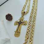 Gold pendant 6mm*65cm flat chain / S.STEEL