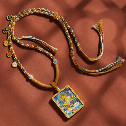 Thangka Xizang Hand Rope Hand-woven Ethnic Style Bracelet Five-way God of Wealth Green Mother Wen Zhu Thangka Bracelet