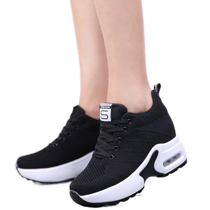 Spring and Autum Small Soft-Soled Inner Height-Increasing Women's Shoes 8cm Breathable Sports Shoes Lightweight Thick-Soled Casual Travel Shoes for Women