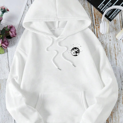 New Sweatshirt with Different Moon Print, Front and Back Printed Sweatshirt Casual and Fashionable Millennium