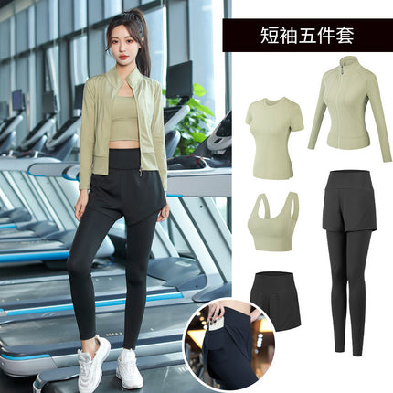 Yoga Clothing Suit for Women 2025 New Flesh-Covering Running Suit for Women Morning Running Sports Fitness Quick-Drying Clothing Wholesale