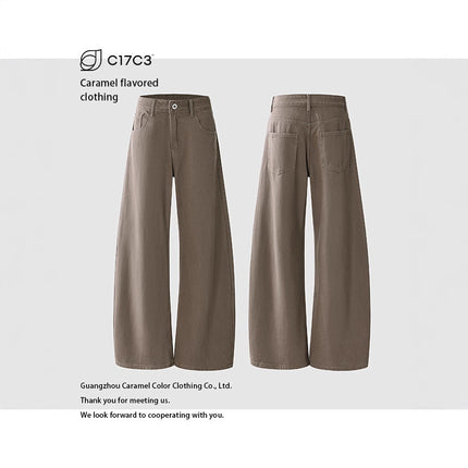 Neutral Style Jtw High Street Unisex American Fashion Retro Loose Wide-Leg Jeans with Drape Effect and Curved Hem