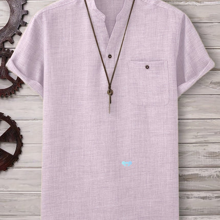 Men's Light Green Summer Casual Button up Shirt with Chest
