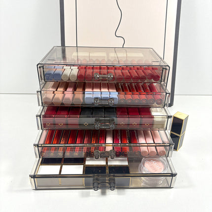 New multi-layer transparent storage box desktop drawer lipstick storage lip glaze eye shadow cosmetics sundries dust-proof box