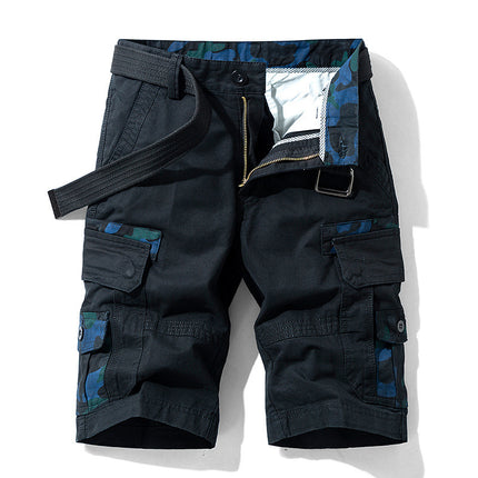 Men's Trendy Casual Pants Japanese Tooling Shorts Functional Straight Multi-Bag Pants Cross-Border Amazon