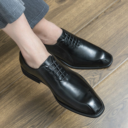 2025 New Spring and Autumn British Pointed Shoes Business Dress Shoes Men's Lace-up Casual Gentleman's Office Wedding Shoes
