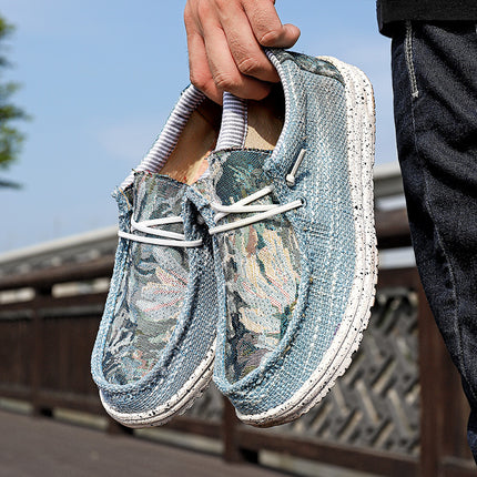 Sneakers 2023 cross-border plus size Bohemian men's casual shoes canvas loafers lightweight cloth shoes fisherman shoes