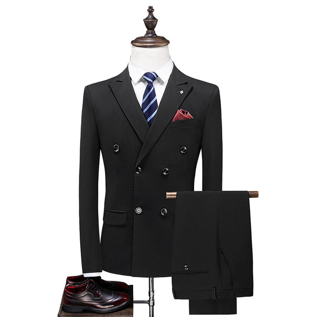 Foreign Trade New Double-breasted Business Banquet Dress Suit Vest Pants Three-piece Men's Slim-fit Suit suit