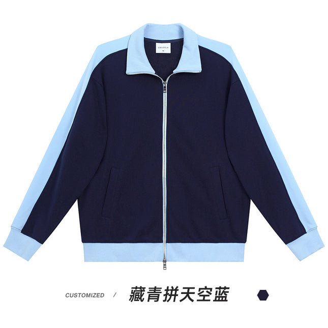 wine red 380g blockbuster fashion brand zipper cardigan coat autumn and winter color matching long sleeve solid color basic stand collar sweater men
