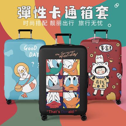 Double-Opening Elastic Suitcase Cover, Thickened Luggage Protective Cover, Travel Suitcase Dustproof Trolley Case, Cartoon Cute Design