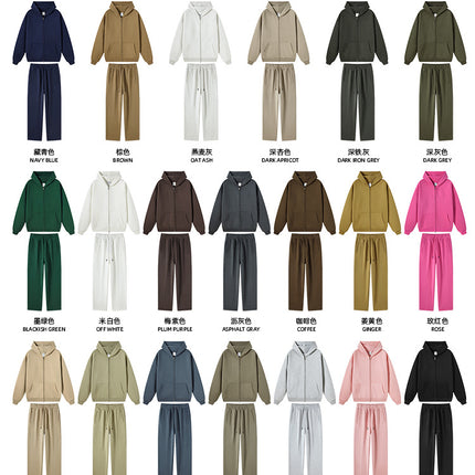 Tilani Men's Autumn and Winter Velvet Thickeneded Hooded Cardigan Sweatshirt Sweatpants American Fashion Brand Youth Hoodie Suit