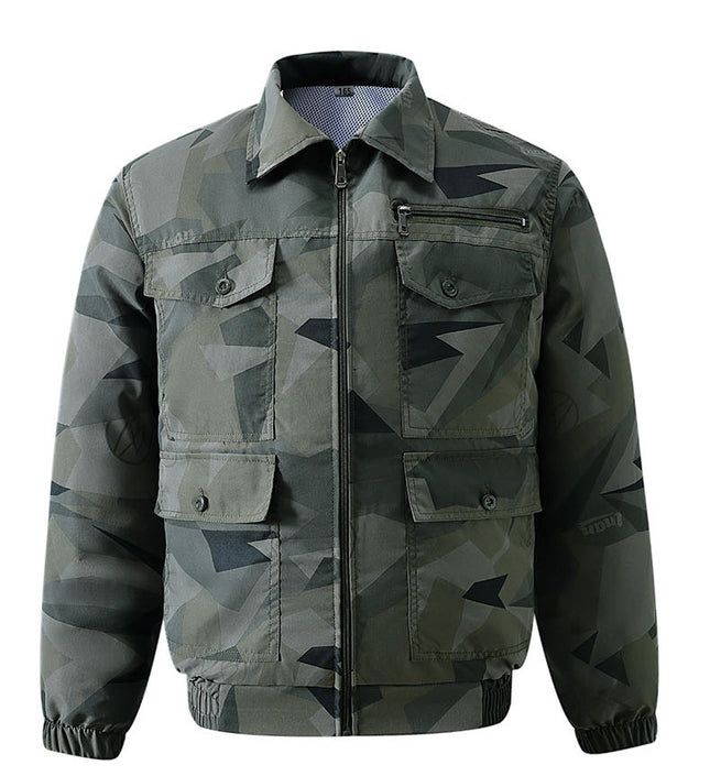 Summer Heatstroke Prevention and Cooling Can Be Installed with Fans, Construction Site Welding Wear-Resistant Thin Labor Protection Camouflage Air-Conditioned Clothing