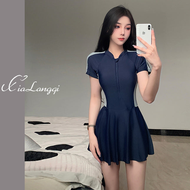 One-Piece Swimsuit 2026 New Model Slimming Tummy-Concealing Conservative Student Plus Size for Class Sports High-End Feel Hot Spring Bathing Girl