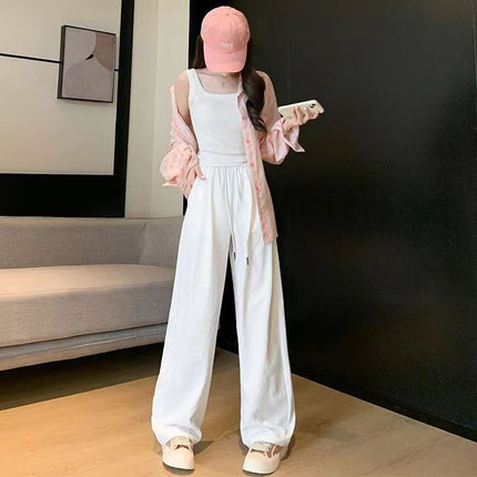 Cross-border Japanese and Korean-style Casual Pants Women's Summer High Waist Machete Pants Slimming Sag Wide Leg Pants Spring and Autumn Loose Mop Pants