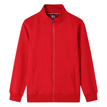 Autumn and winter stand collar sweater custom work clothes long sleeve mobile phone shop men's and women's work cardigan plus velvet coat logo