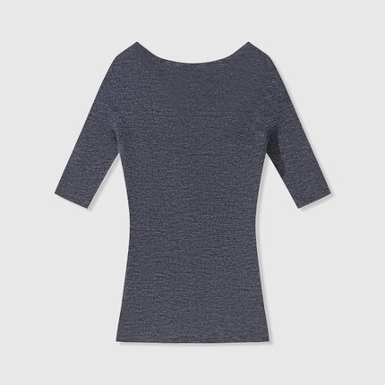 Women's Clothing Factory Unica Same Style Summer Seamless Wool Direct Selling Mid-Sleeve Thin Knitwear Design Top for Women