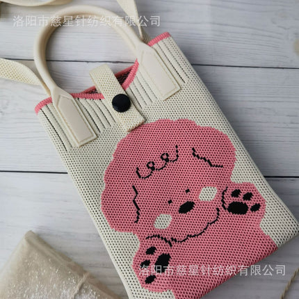 Girl's Heart-Shaped Knitted Crossbody Bag