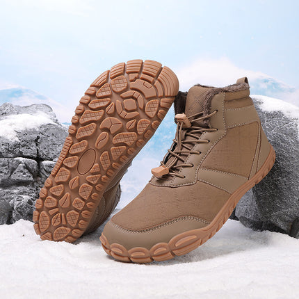 Winter Men's and Women's Large Cotton Shoes, Outdoor Sports Shoes, Velvet Thickeneded Warm Anti-Slip Hiking Shoes, High-Top Cold-Resistant Snow Boots