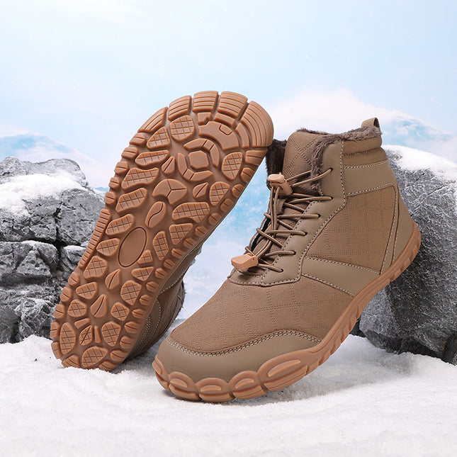 Winter Men's and Women's Large Cotton Shoes, Outdoor Sports Shoes, Velvet Thickeneded Warm Anti-Slip Hiking Shoes, High-Top Cold-Resistant Snow Boots