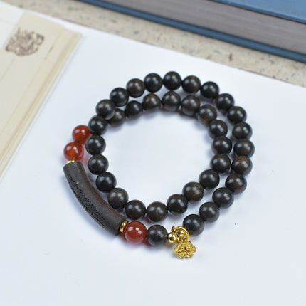 Shen Guibao Chen Xiang 8mm Double Ring Half Bracelet Barrel Bead Bracelet Five Sutra String Beads Niche Wen Play Jewelry Wholesale